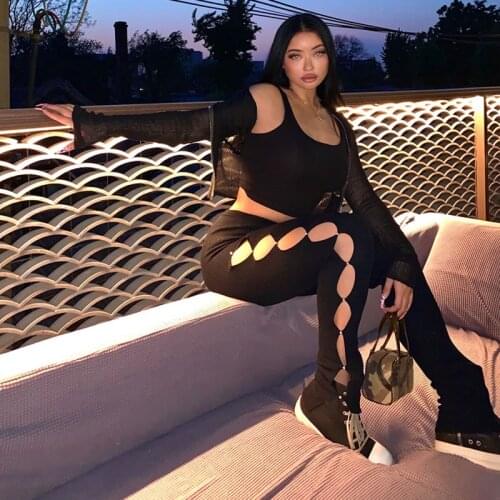 3 Colors Handmade Pearl Hollow Decoration Tight-Fitting Floral Thread Knitted High-Elastic Elastic Waist Casual Trousers