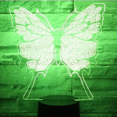 3D LED Night Light Butterfly with 7 Colors Light for Home Decoration Lamp Amazing Visualization Optical Illusion Awesome
