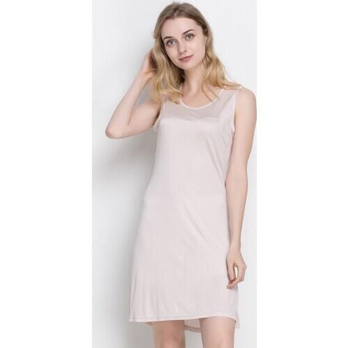 50% Silk 50% Viscose Womens Stretch Full Slip Sleepwear Nightdress Chemise Nightgown HY105