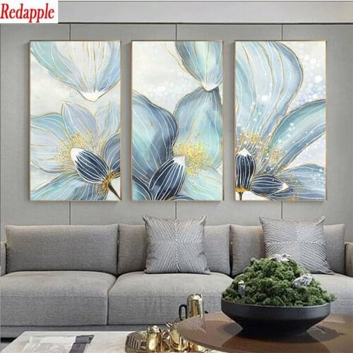 5D round Diamond Embroidery Abstract art, lotus, lotus leaf Diamond Painting Full Square Mosaic Cross Stitch Handmade Gift3pcs