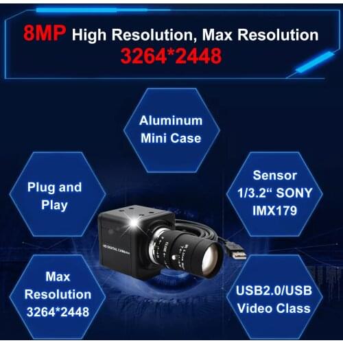 6-60mm Varifocal lens 8MP Sony IMX179 USB WebCam For PC Computer Mac Laptop Desktop Webcamera