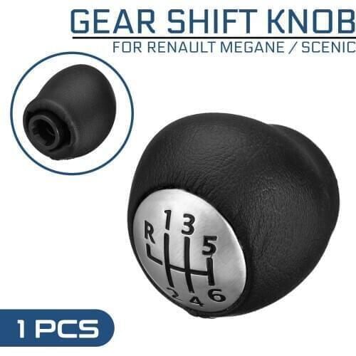 6 Speed Car PU Leather Gear Shift Shifter Knob Lever Stick Replace for Renault Megane Clio Laguna Scenic For Vauxhall Opel