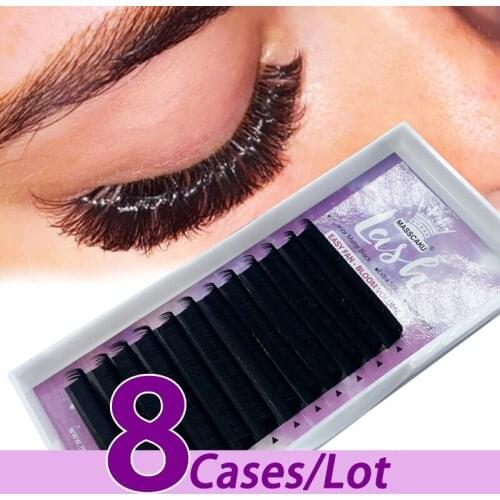 8pcs/lot MASSCAKU easy fan lashes bloom 1S blossom eyelashes extensions blooming fan eyelash with custom colored made packaging