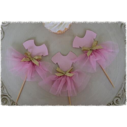 Ballet Tutu Cupcake Toppers Set of Six for Ballerina Party Birthday Party