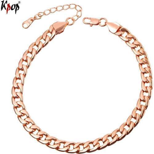 Kpop Rose Gold/Gold/Silver Color Anklet Bracelet Trendy Jewelry with Adjustable Length For Women A755
