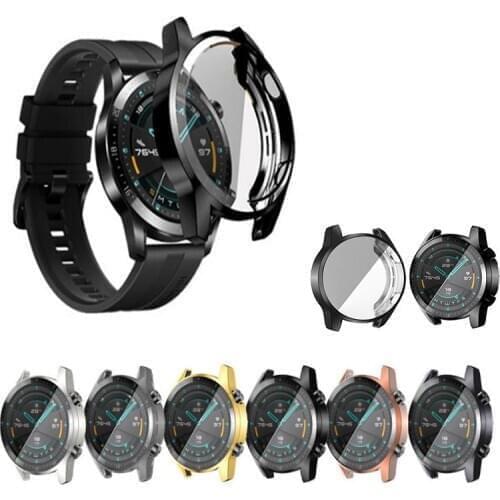 Full coverage Watch case For HUAWEI Watch GT 2 46mm 42mm Soft Screen Protector bumper For HONOR Magic Watch 2 46mm Accessories