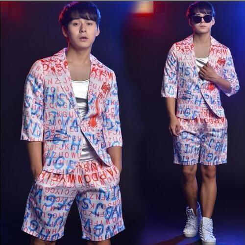 Personalized letter clothes men suits designs homme terno stage costumes for singers jacket men blazer dance star style punk