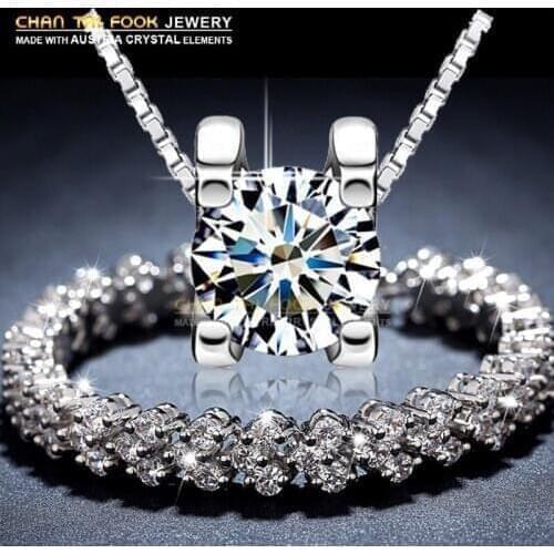 IREACESS New Arrival Wedding Jewelry Sets Silver color with AAA Zircon crystal necklace and Earrings Set for women