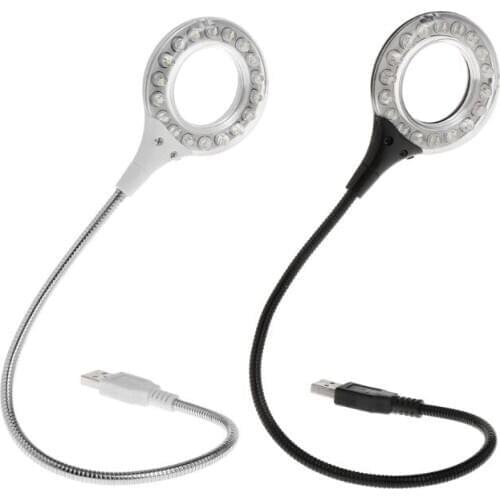 Ring LED Light USB Table Desk Lamp 5V Bright Bulb Flexible Gooseneck Adjustable Angle Reading Camping Powerbank Laptop Desktop