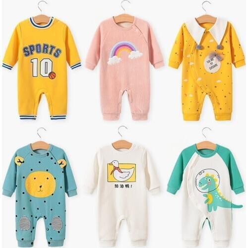 2020 Baby Jumpsuits Newborn Girl Clothes Kids Boy One Piece Outfits Printing Dinosaur Animals Infant Clothings