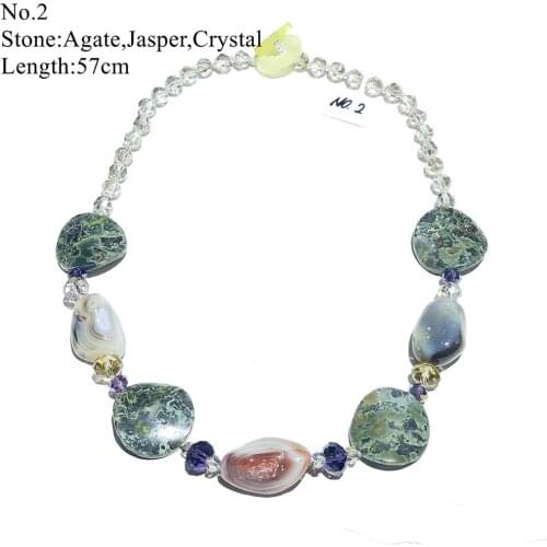 LiiJi Unique Christmas Gift Necklace Agates Jaspers Crystal Green Gray Stone Necklace Only 1PCS each stock Jewelry for Women