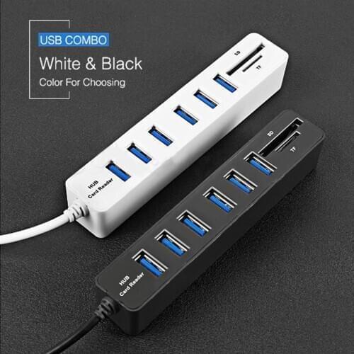 Mini USB Hub 3.0 Multi USB 3.0 Hub USB Splitter 3 Port Hub With TF SD Card Reader 6 Port 2.0 Hab Adapter For PC Accessories