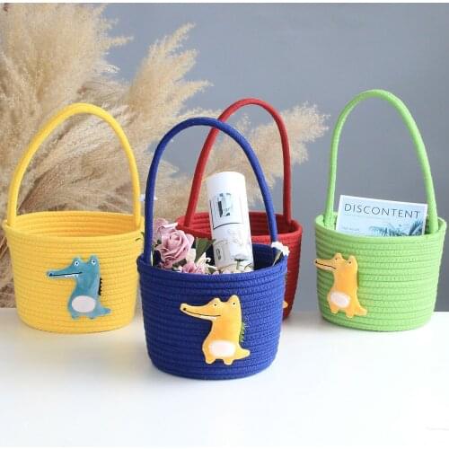 Cartoon Portable Torage Basket Crocodile Cotton Rope Storage Bucket Cute Party Organizer Wedding Decoration Debris Storage Box