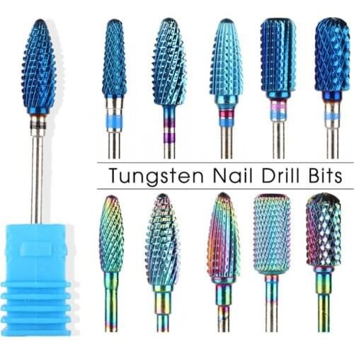 Ranbow Nail Drill Bits Kits Nail Art Tungsten Grinding Heads Sets Rotary Burr Cuticle Electric Bits Nail Mill Cutter