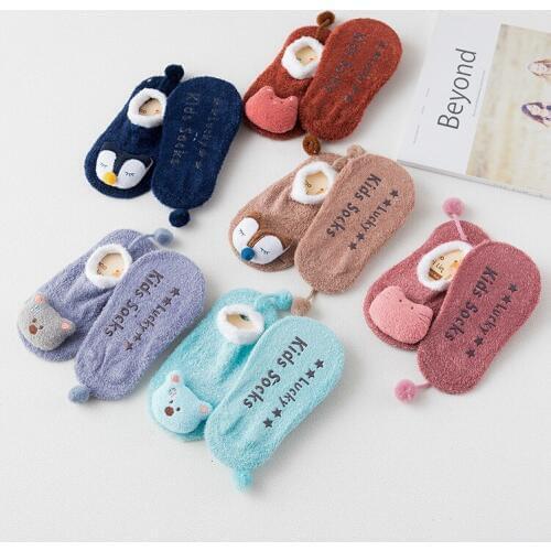 Fashion Newborn Kids Socks Kawaii Animal Print Socks Cotton Autumn And Winter Children Socks Baby Socks Anti Slip Soft Sole Sock