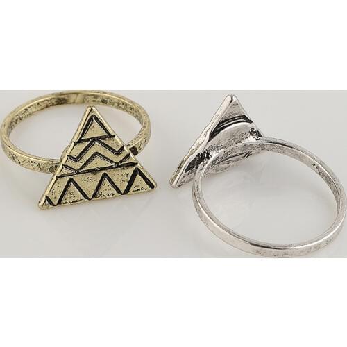 New Big Geomtric Triangle Ring Size 6.5 Mix Color Retro Punk Style Men And Women Jewelry Free Shipping