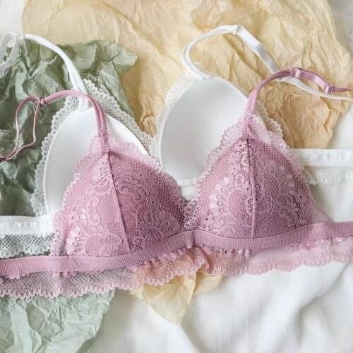 New French Ladies Comfortable Ultra-thin Big Breasts Show Small Adjustment Underwear Lace Thin Gather Bra