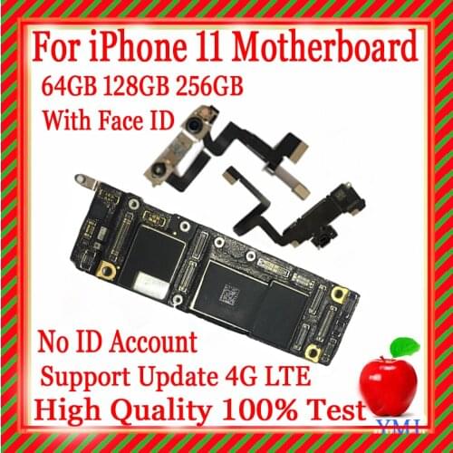 Original For iPhone 11,11 PRO/11pro max Motherboard unlocked with/no face ID 64GB 128GB 256GB logic board chipis Support Update