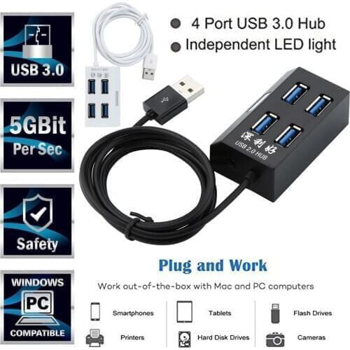 USB Hub Plug And Play Brand New And High Quality The Trapezoidal High Speed 4 Port USB 3.0 Hub For PC Computer Accessories