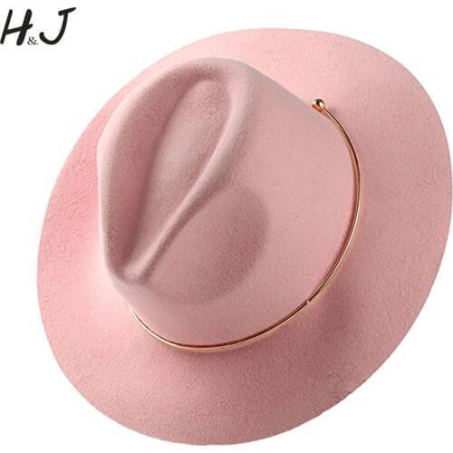 100% Wool Women Felt Fedora Hat For Elegant Lady Winter Autumn Wide Brim Cashmere Floppy Gangsters Hipsters Jazz Hat