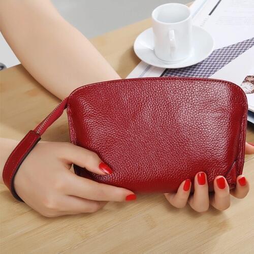 Simple Style Genuine Leather Clutch Bag Women Fashion Day Clutches Purse Ladies Classic Wallet Bag Female Phone Pouch Handbags