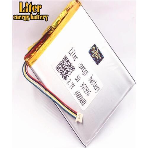 1.0MM 5pin connector 357595 4000mah 3.7V lithium polymer battery for tablet pc rechargeable battery