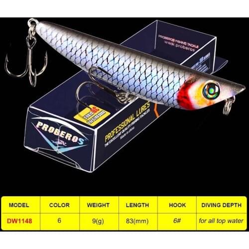 1pcs VIB Fishing Lure 9g/8.3cm Plastic Hard Bait Pencil Artificial Bait Fishing Tackle 6# High Carbon Hook Balancer Wobbler