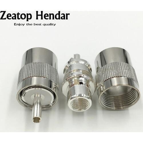 10Pcs Brass Silver Plated UHF PL-259 Male Solder Straight RF Connector Plug for RG5 RG6 5D-FB LMR300 Coaxial Cable Adapter