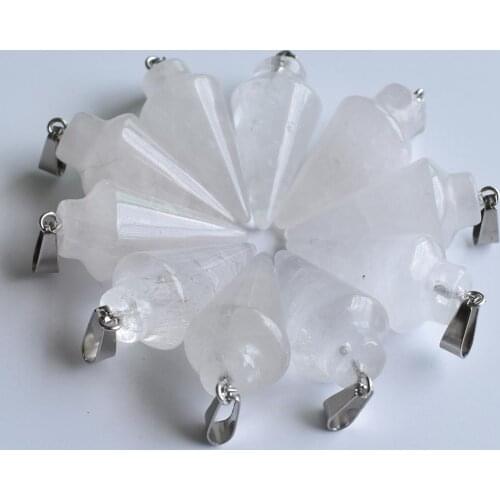 Fashion hot selling natural crystal pendulum circular Cone charms Pendants for jewelry making 10pcs/lot wholesale free