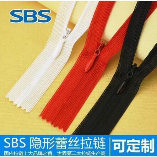 100pcs/lot SBS Invisible Lace Zipper Nylon Coil Close End 10 14 16 22 24 Inch Wedding Dress Pillow Bag Accessory Pull Close