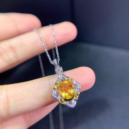2021 newest classic yellow citrine gemstone pendant for women necklace ornament real 925 silver birthday anniversary gift hot