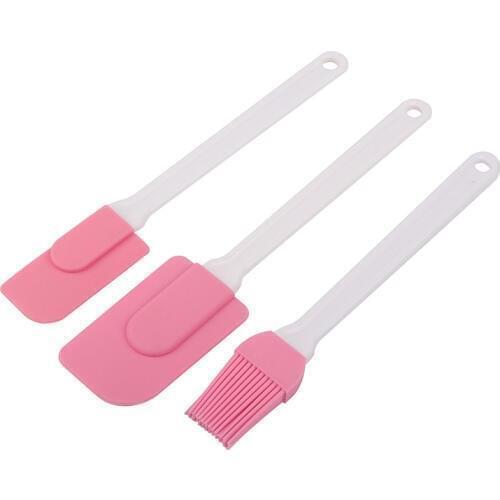 3PCS Pink Kitchen Silicone Spatula Brush Set Cream Butter Cake Brushes Flour Scrapers Heat-Resistant Baking Pastry Tool