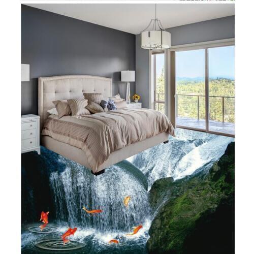 Waterfall Bathroom 3d wallpaper floor 3D wallpaper floor for living room Custom Photo self-adhesive 3D floor