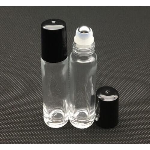 5pcs 10ml Roller Glass Bottle Clear Fragrance Perfume Sample Essential Oil Vial Empty 10ml Roll On Bottles