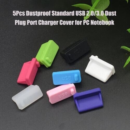 5Pcs Soft Silicone Dustproof Standard Data Plug USB 2.0/3.0 Dust Plug Port Charger Cover For PC Notebook Laptop Desktop