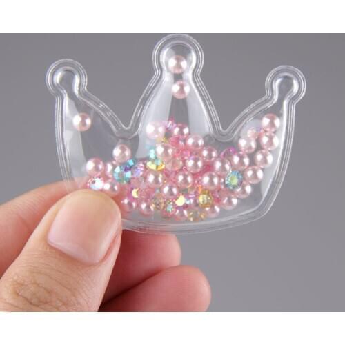 Xugar 5pcs Transparent Appliques with Colorful Sequins Pearls Heart Star Handmade Craft Decoration for DIY Hair Clip Accessories