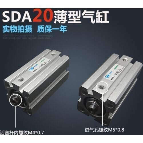 SDA20*40-S Free shipping 20mm Bore 40mm Stroke Compact Air Cylinders SDA20X40-S Dual Action Air Pneumatic Cylinder, Magnet
