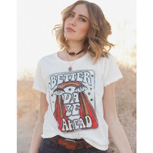 Humor Better Daze Positive Tshirt Vintage Starry eyes Tee shirt Summer Plus Graphic Rainbow Clothes Tumblr Fashion T shirt Women
