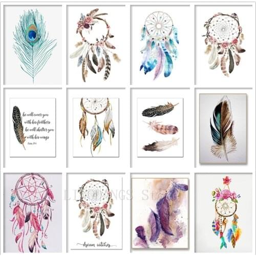 5D DIY Full Square Round Drill Diamond Painting Feather Landscape Diamond Mosaic Scenery Embroidery Cross Stitch Art Home Decor