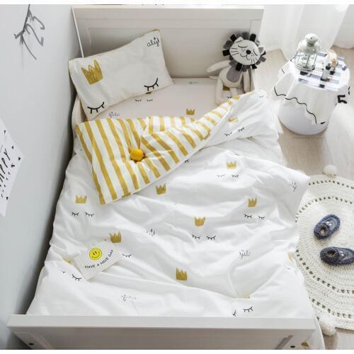 3Pcs Baby Bedding Set For Boy Girl Cartoon Soft Cotton Crib Bed Linen Set Include Pillowcase Bed Sheet Duvet Cover No Filler