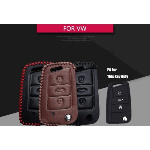 Car Key Leather Case Chain For Volkswagen VW Golf 7 MK7 GTI MK4 MK5 MK6 4 Passat B8 cc t roc Jetta Key Protector Fob Cover Shell