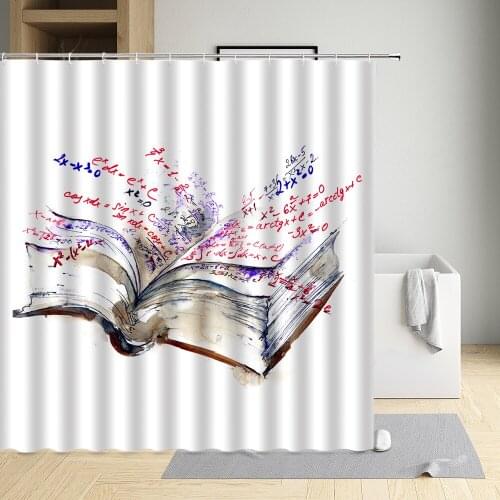 Creative Shower Curtain Book Wisdom Knowledge Bird Map Compass Bicycle Light Bulb Computer Hot Air Balloon High Heels Glasses
