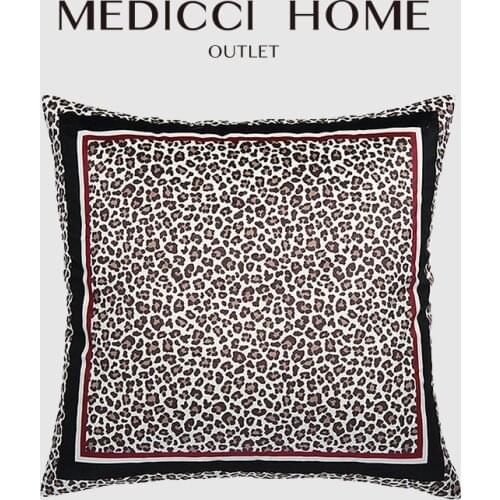 Medicci Home Decorative Throw Pillow Cover Leopard Print Skin Pattern Panthera Big Cat Living Room Square Cushion Case 50x50cm