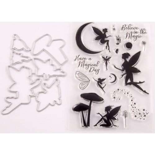 Metal Cutting Dies and Clear Stamps For Paper Making Card Craft Sets T1536 Fairy of Forest Knife Mold Set