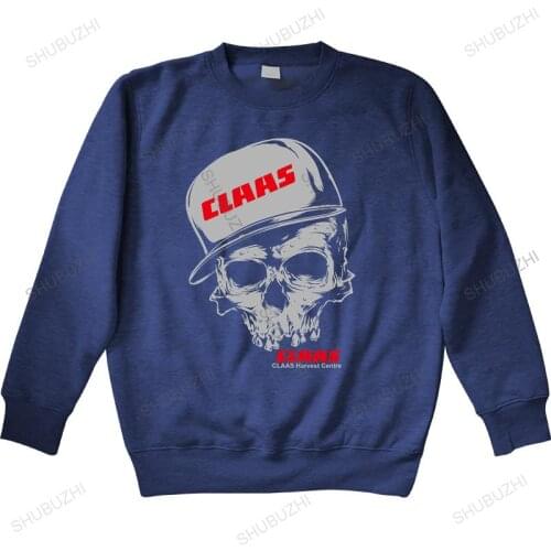 Men autumn sweatshirt black hoody Claas tractor skull funny Man US shirt so cool warm hoody