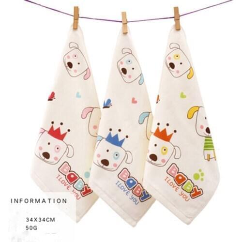 34x34CM Soft Thick Non-Shed Washcloth Chidren Female Male Household Small Cartoon Towel Wholesale Wash Face Square