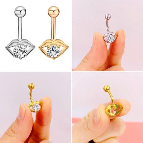 New Fashion Personality Zircon Lip Belly Rings for Women Body Piecing Jewelry