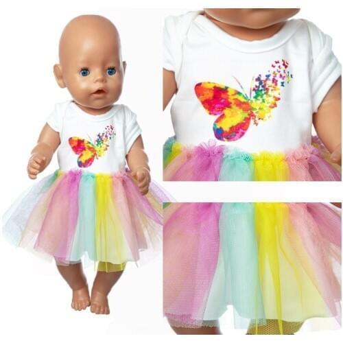 Butterfly Dress Suit Doll Clothes Fit 17 inch 43cm Doll Clothes Born Baby Suit For Baby Birthday Festival Gift