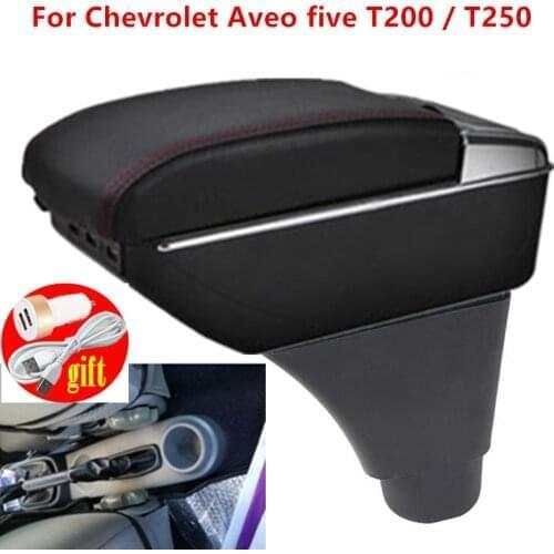 For Chevrolet Aveo five T200 / T250 Armrest Rotatable Top Leather Center Console Storage Box Armrest