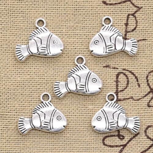 12pcs Charms Lovely Fish 17x14mm Antique Pendant Fit Vintage Tibetan Silver Color DIY Handmade Jewelry